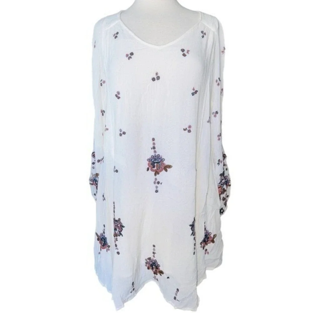 FP1 NWT Free‎ People Oxford Embroidered Mini Dress Retail $128 Cream Ivory Small